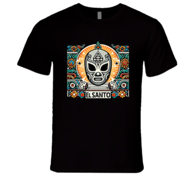 El Santo Mask Mexican Wrestling Legend Tee Enmascarado De Plata Retro T Shirt