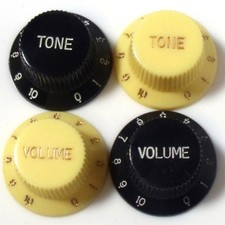 Strat knobs tone and volume in black or Ivory/cream 0-10 scale any combination