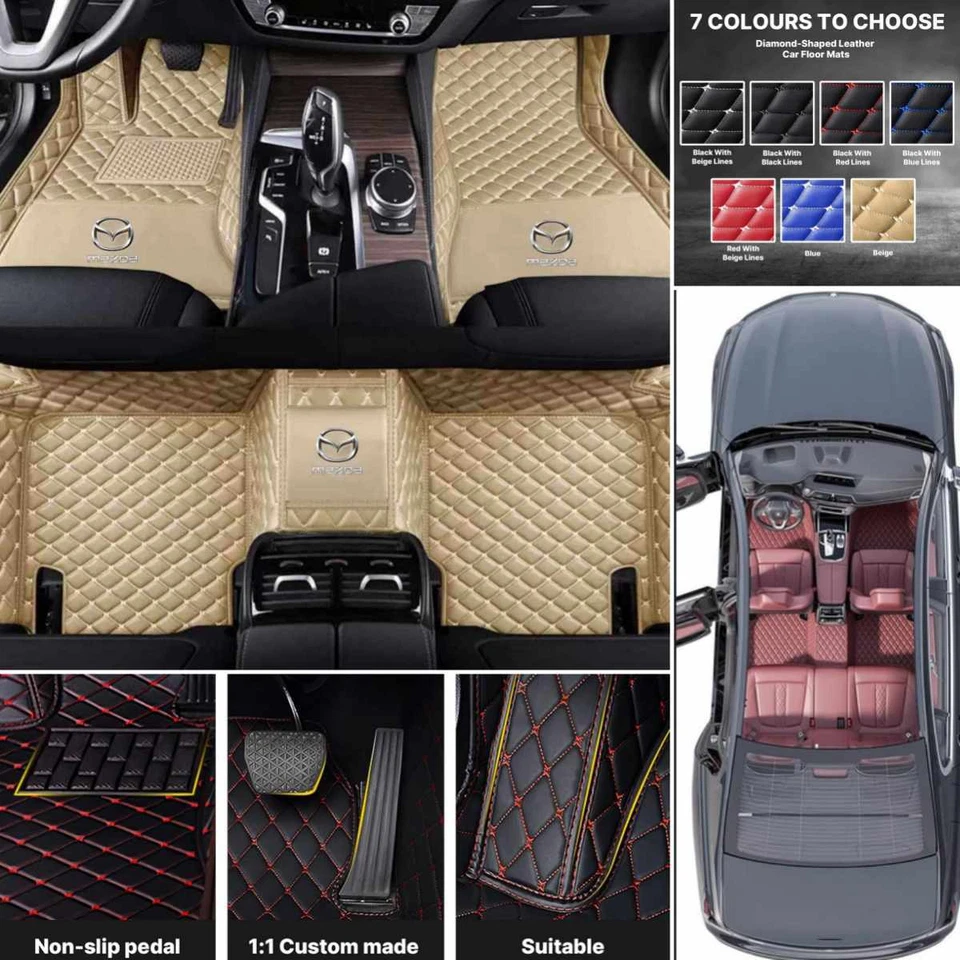 For Mazda 2 3 5 6 Car Floor Mats Carpet Luxury Waterproof Pu Leather Auto Liners - Imagem 3 de 4