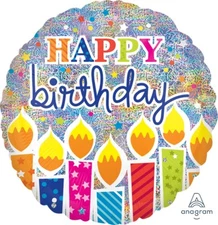 New Lot of 5 ~ 18 inch Happy Birthday Candles Holographic Balloons Anagram 24481