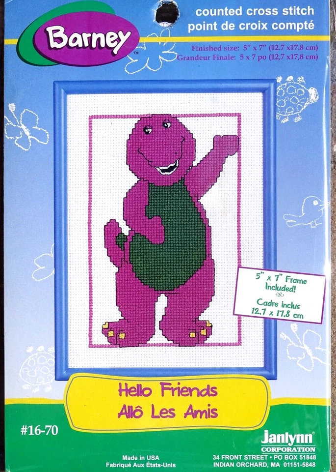 Lot of 2 Cross Stitch Kits Barney Hello Friends Dear John Rub A Dub Kids Room - Image 3 of 4