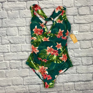 Kona Sol Floral One Piece Swimsuit Size Large Womens 238020881 Tropical Print | eBay
