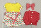 Set 3 of dress sweater cardiga bow fits 18' American doll boy girl clothes
