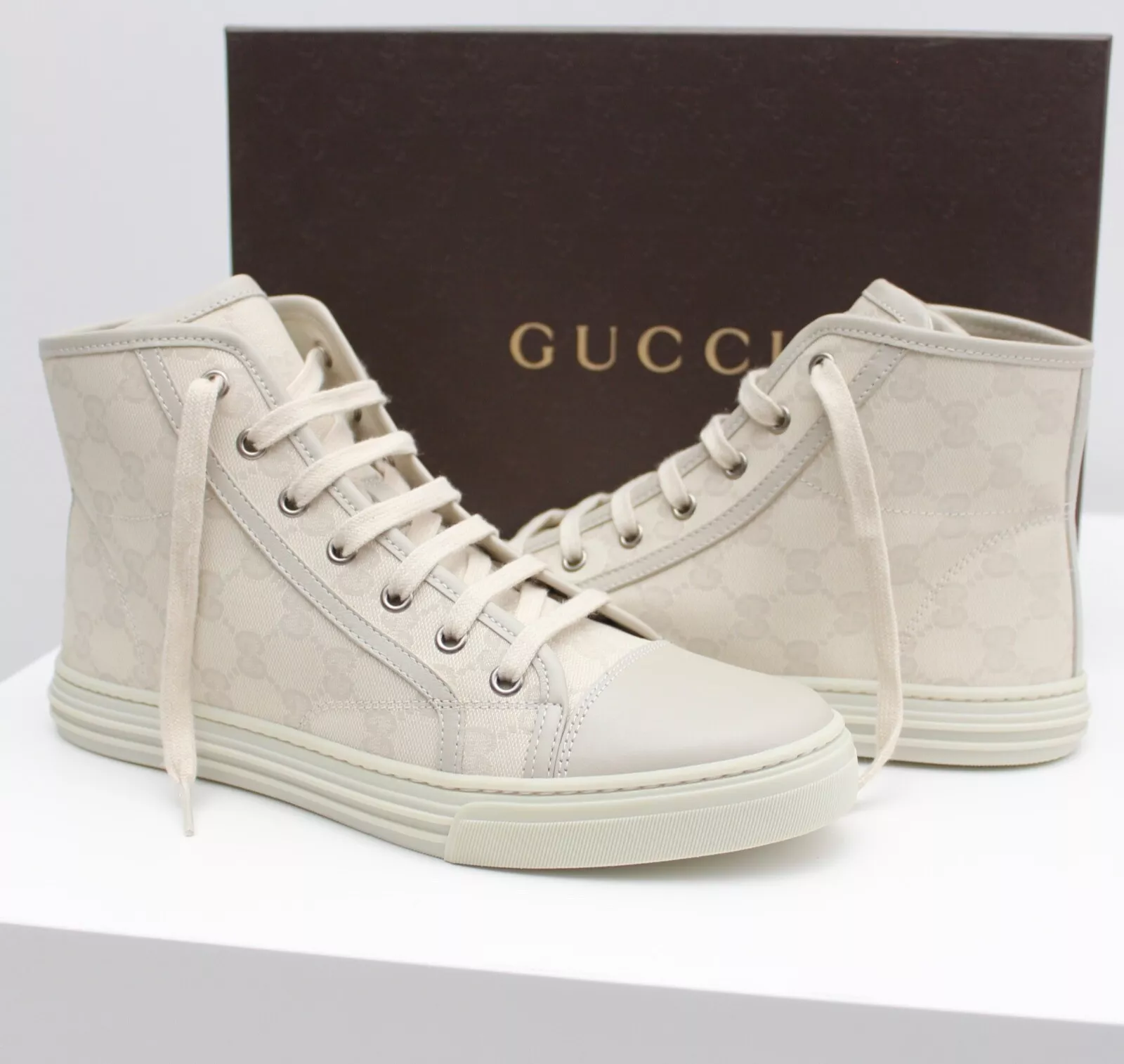 Baskets montantes femme GUCCI GG toile cuir pointure 39 US9 fabriquées en ITALIE