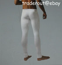 2(X)ist 2xist Men white cotton long john tights pants underwear size  L XL
