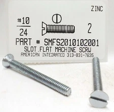#10-24x2 Flat Head Slotted Machine Screws Steel Zinc Plated (50)