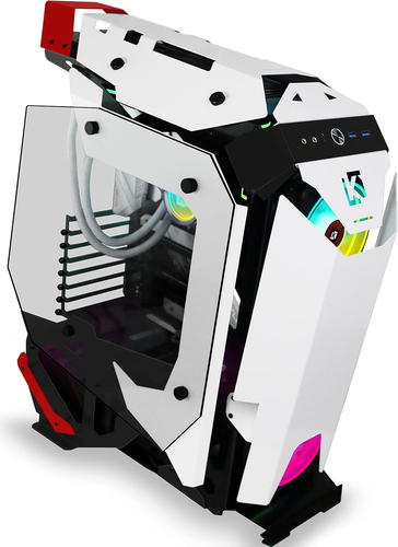 C650 Mech PC Case - ATX Tower Gaming Computer Case with Tempered Glass,White - Picture 4 of 8