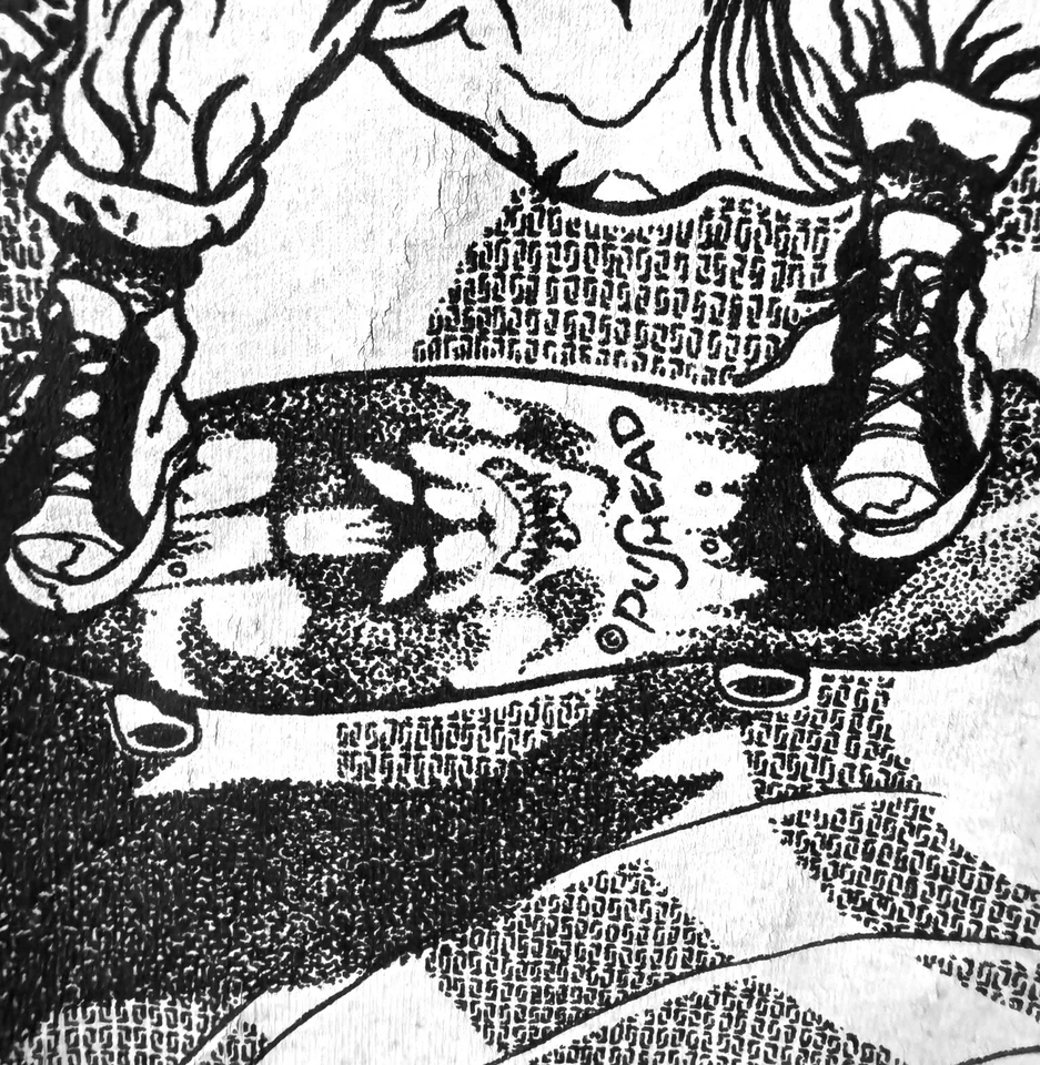 VINTAGE 90s BAD TASTE PUSHEAD SKATEBOARD T-SHIRT ZORLAC VIOLENT GRIND KURO-LINE - Image 2 of 4