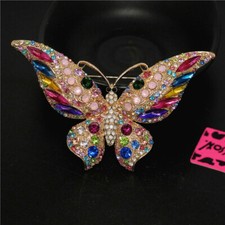 Lovely Rhinestone Mixed color Butterfly Crystal Fashion Women Charm Brooch Pin