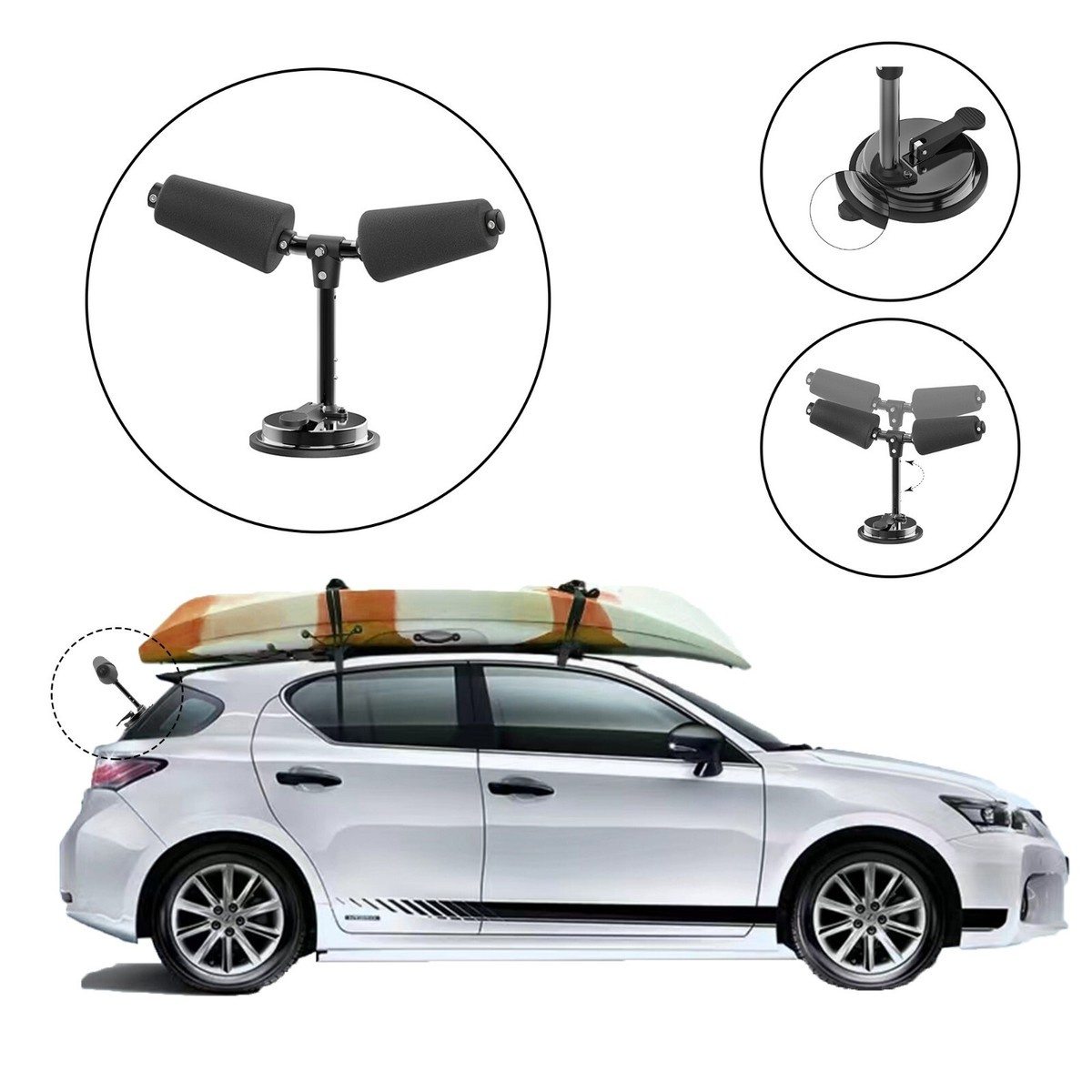 Kajak Load Assist Roller Set Kajak Load Assist – Aluminium Roller Met Schuim, 77,5 Cm, Voor Dak Of Ruit | Eén Persoon Kajak Laden Kayak Loaders For Cars