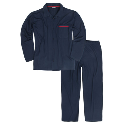 Adamo Herren Schlafanzug 3xl - 10xl  Übergrößen lang 119265 hellblau navy