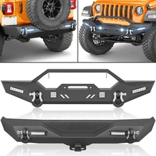 Rear Or Front Bumper W/ D-rings & 18W LED Lights For 18-25 Jeep Wrangler JL JLU