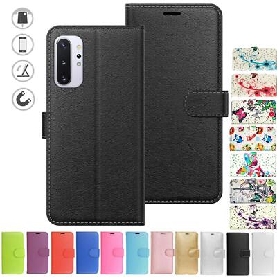 Note 10 Hülle Flip Folio Cover Leder Brieftasche Kartenfach Ständer für Samsung Galaxy 
