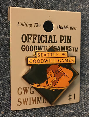 Swimming Pin ~ 1990 Goodwill Games in Seattle, USA ~ Mascot Unitus the Lion