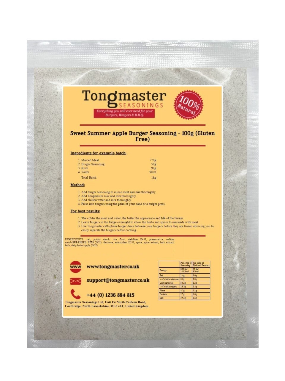 Sweet Summer Apple Burger Seasoning - 100g (Gluten Free) Buy One Get One Free