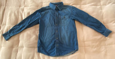 Tommy Hilfiger Boys Blue Long Sleeve Button Up Cotton Shirt Size M 12/14