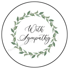 WITH SYMPATHY ENVELOPE SEALS LABELS PARTY FAVORS STICKERS