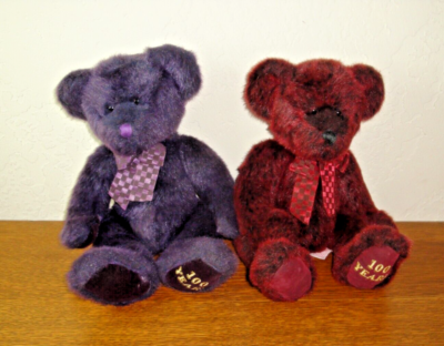 Vintage Russ Splendor Plush Teddy Bears 100 Year Anniversary Purple  Burgundy