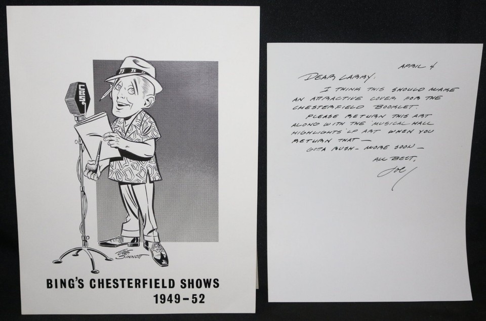Bing Crosby Album Cover with Letter - 1952 Signed art by Joe Sinnott Comic Art