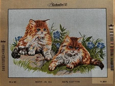 Printed needlepoint Tapestry  Gobelin L cats Canvas Only 45x60 Cm