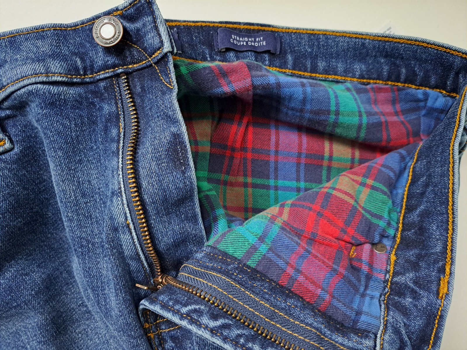 ex LANDS' END men's STRAIGHT FIT FLANNEL LINED WINTER JEAN W3242" / L