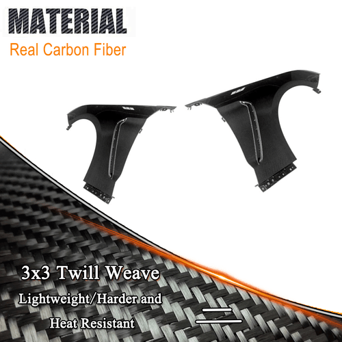 Fit For Ford Mustang 2018-2023 Real Carbon Exterior Side Fender Vent Cover Trim - Picture 8 of 9