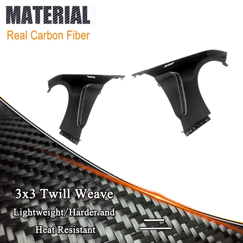 Cubierta de ventilación delantera para guardabarros exterior lateral carbono real apta para Mustang 2018-2023 - Imagen 10 de 10