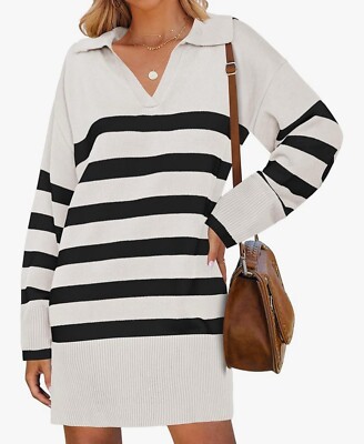 ZESICA Women's Striped Dress Knit Mini Dress, Size L, NWT | eBay