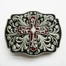 Celtic Cross Flowers Western Enamel Color Belt Buckle