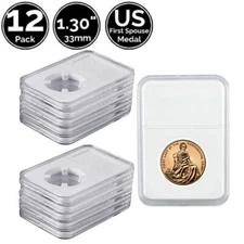 12 Pack 1.30" 33 mm Slab Coin Snap Holder For US First Spouse Bronze Medal