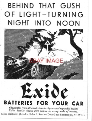 Anzeige ''EXIDE'' langlebige Kraftfahrzeugbatterien von 1927 (3) Kleingedruckte Anzeige 743/105