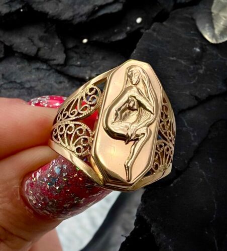 Vintage Soviet Ukraine gold men's ring, Rose Gold 583, gold 14 carat, size - 10