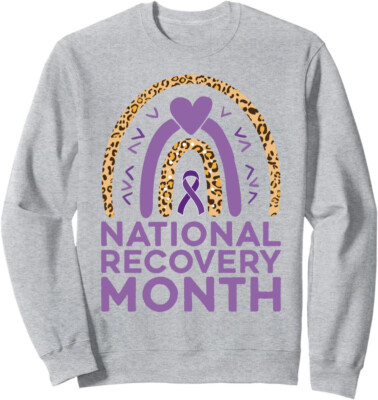 National Recovery Month Addiction Awareness Ribbon Unisex Crewneck Sweatshirt