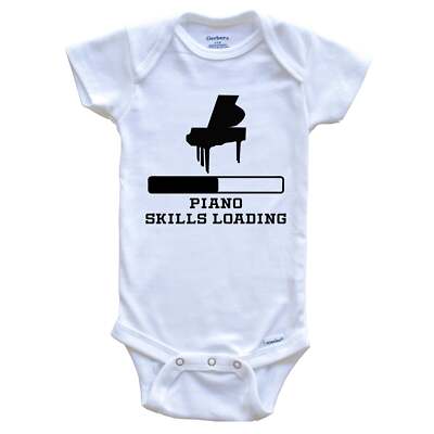 Piano Skills Loading Funny Musician Humor One Piece Baby Bodysuit