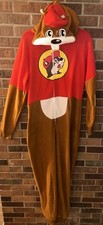 Buc-ees Hooded Adult S/M Fleece Zip Up One Piece Pajamas Lounge