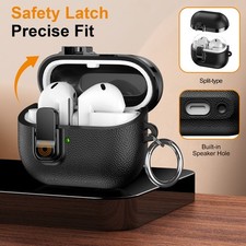 For Samsung Galaxy Buds 3 FE/3 Pro Leather Secure Lock Case Shockproof Keychain