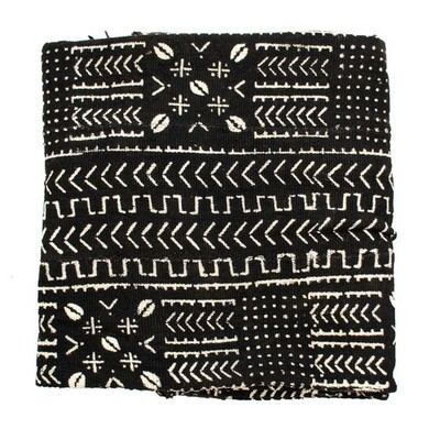 Ebony Black Bogolan Mali Mud Cloth Koro Design African Black and White Cotton
