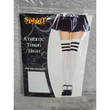 Spirit Athletic Thigh High Socks White with Black Stripes One Size Costume