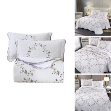 Vctops 3-Piece Elegant Floral Embroidered Bedspread Coverlet Set 100 Cotton
