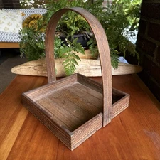 Vintage Primitive/Rustic Wooden Handled Berry/Garden Basket/Tray