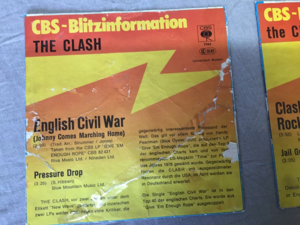 The Clash. 4 deutsche Promo Singles Blitzinfo  White Riot , English war, control - Image 4 of 4