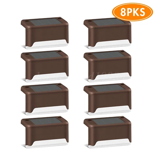 8 Pack Solar Deck Lights Outdoor Waterproof LED Steps Lamps For Stairs Fence New