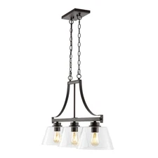 JYL7590A Jayden 36" 3-Light Industrial Farmhouse Iron/Glass Linear Pendant Co...