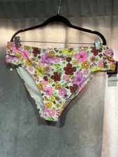 California Waves FLORAL FLUTTER WHITE MULTI Plus Size Swim Bottom, US 2 20/22 
