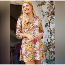Natural Life Twiggy Shirt Dress Sz L Floral Cottagecore Boho Button Front Shift