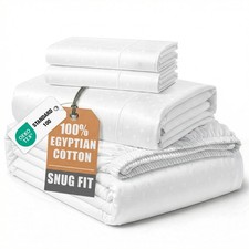 Sheets Queen Size Bed Set 100 Egyptian Cotton Swiss Dot Sateen Weave Jacquar...