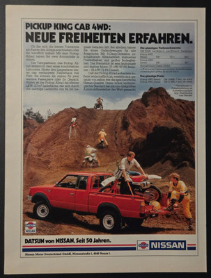30. Datsun Nissan Pick Up CAB 4WD Werbeanzeige Werbung Reklame 1984