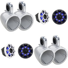 Kicker Premium Marine 6.5 51MSC65 2 Pair  With 12KMTESW White Enclosures UT...