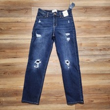 Abercrombie Kids Mini Mom Jeans Girls 15/16 Blue High Rise Stretch Denim NEW
