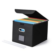 CADONO File Organizer Box with Lid, Large Hanging File Folder 1Pack Black